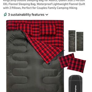 Flannel Double Sleeping Bag - Red and Black